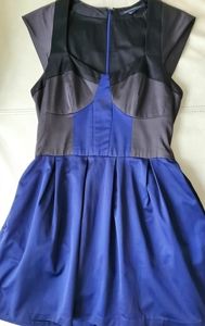 French Connection stunning satin blue/black dress